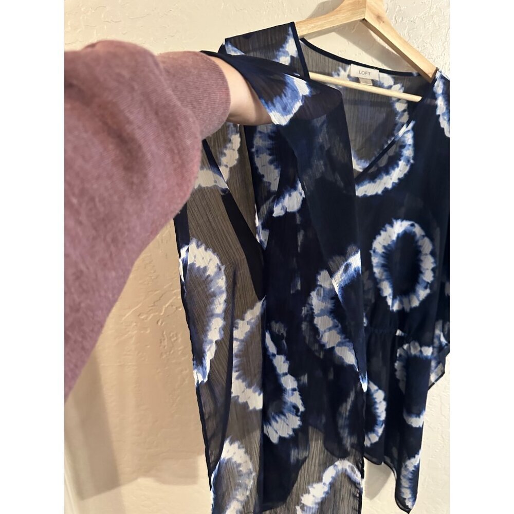 Ann Taylor Loft Tie Dye Semi Sheer Flowy Beach Swimsuit coverup - Picture 2 of 7